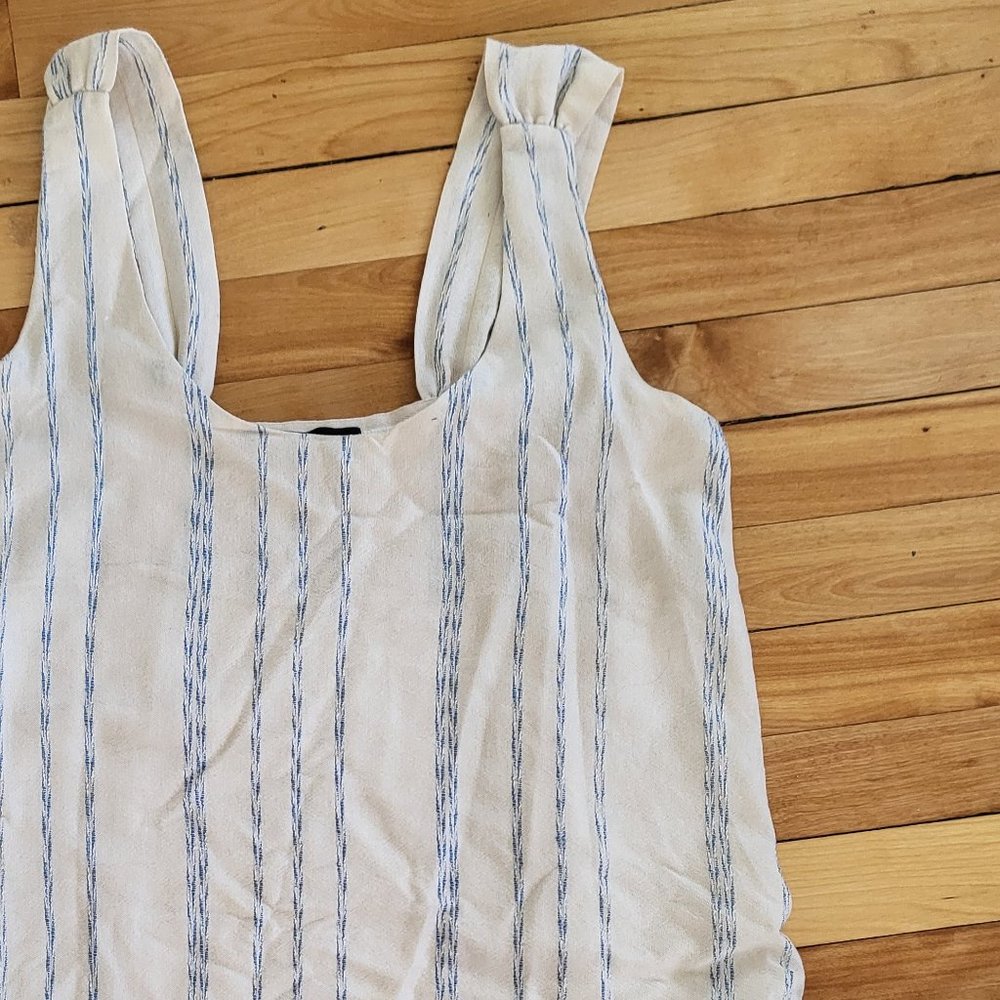 Hatch Cream Tank Dress with Blue Stripe Detail